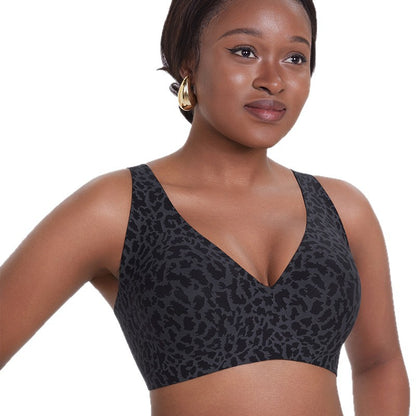 Women’s Leopard Print Seamless Wireless Full Cup Bra