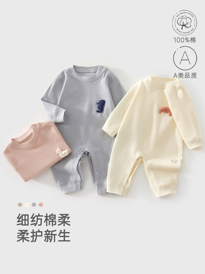 Newborn Cotton Long Sleeve Button Romper
