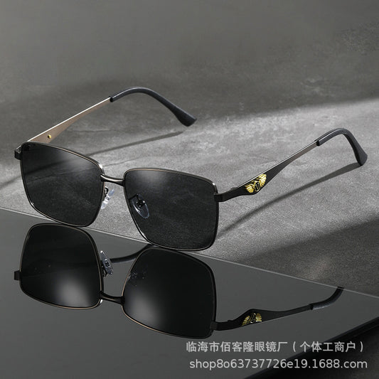 Men’s Metal Square Polarized Sunglasses
