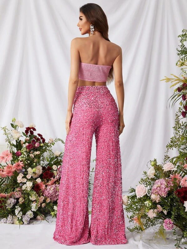 Women’s Sequin Wide-Leg Casual Pants