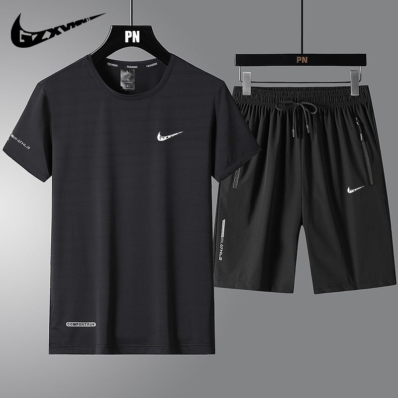 Men’s Ice Silk Quick-Dry T-Shirt & Shorts Set