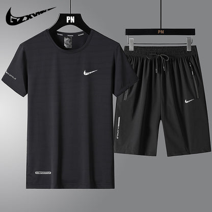 Men’s Ice Silk Quick-Dry T-Shirt & Shorts Set