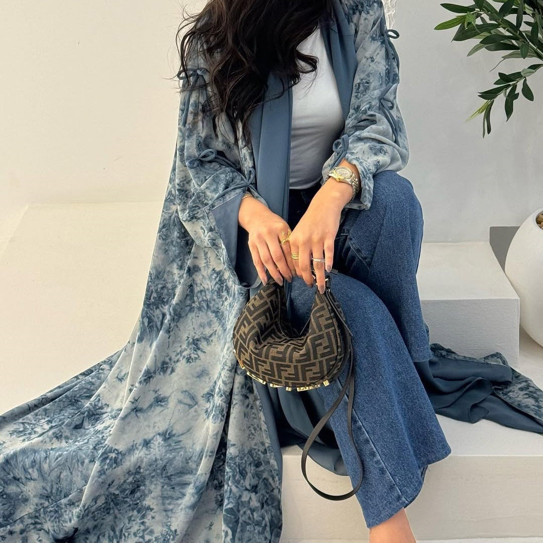 Women’s Chiffon Print Two-Piece Set with Headscarf