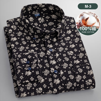 Men’s Cotton Floral Print Long Sleeve Shirt