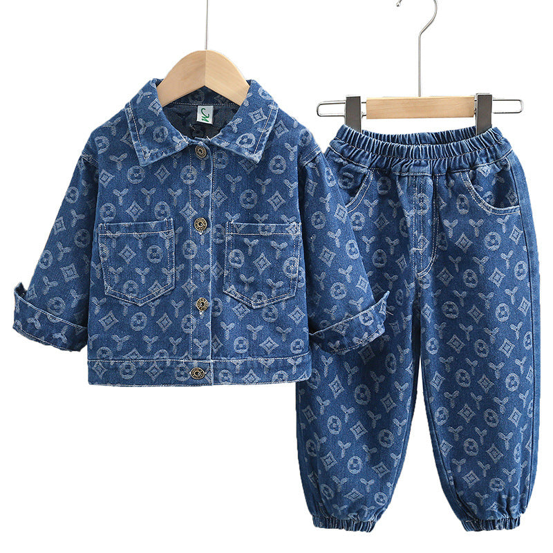 Boys’ Denim Jacquard Two-Piece Set