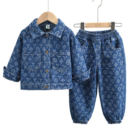 Boys’ Denim Jacquard Two-Piece Set