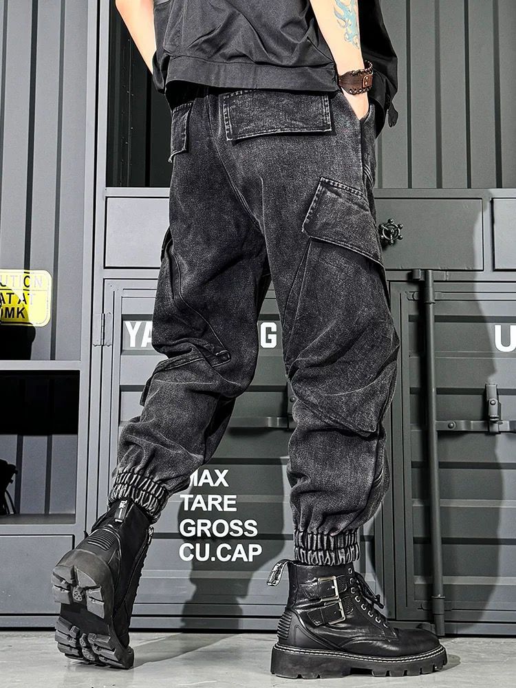 Men’s Vintage Washed Wide-Leg Workwear Jeans