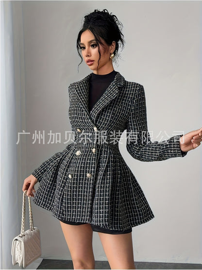 Women’s Chanel Style Wool Double-Breasted Jacket Dress