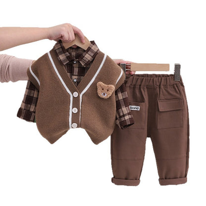 Baby Boys’ Fashion 3-Piece Bear Vest Set