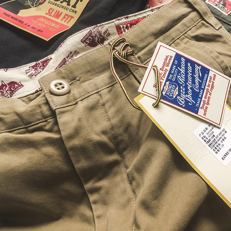 Men’s Retro Washed Twill Straight-Leg Chino Pants