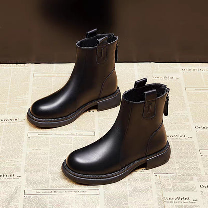 Women’s Soft Leather Flat Ankle Boots