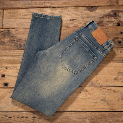 Men’s 2026 Slim Straight-Leg Vintage Blue Jeans