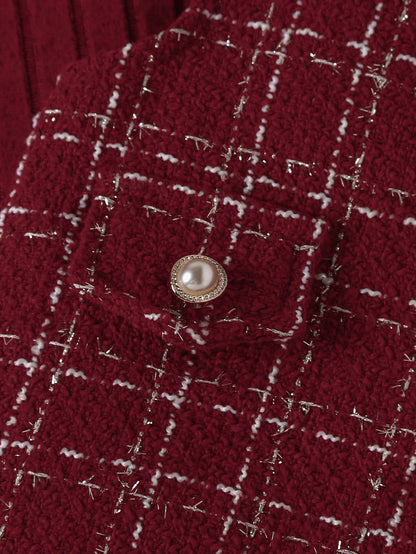 Girls’ Red Tweed Dress & Turtleneck Set