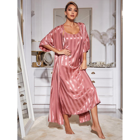 Women’s Ice Silk Robe & Nightdress Set