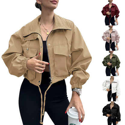 Women’s Cropped Zip-Up Trench Jacket