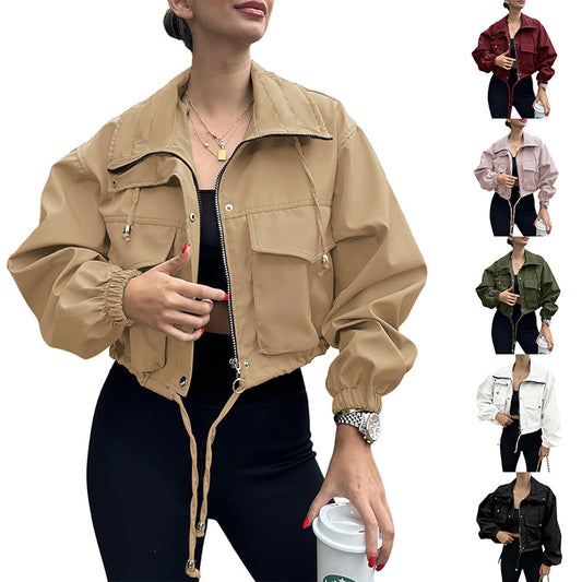 Women’s Cropped Zip-Up Trench Jacket