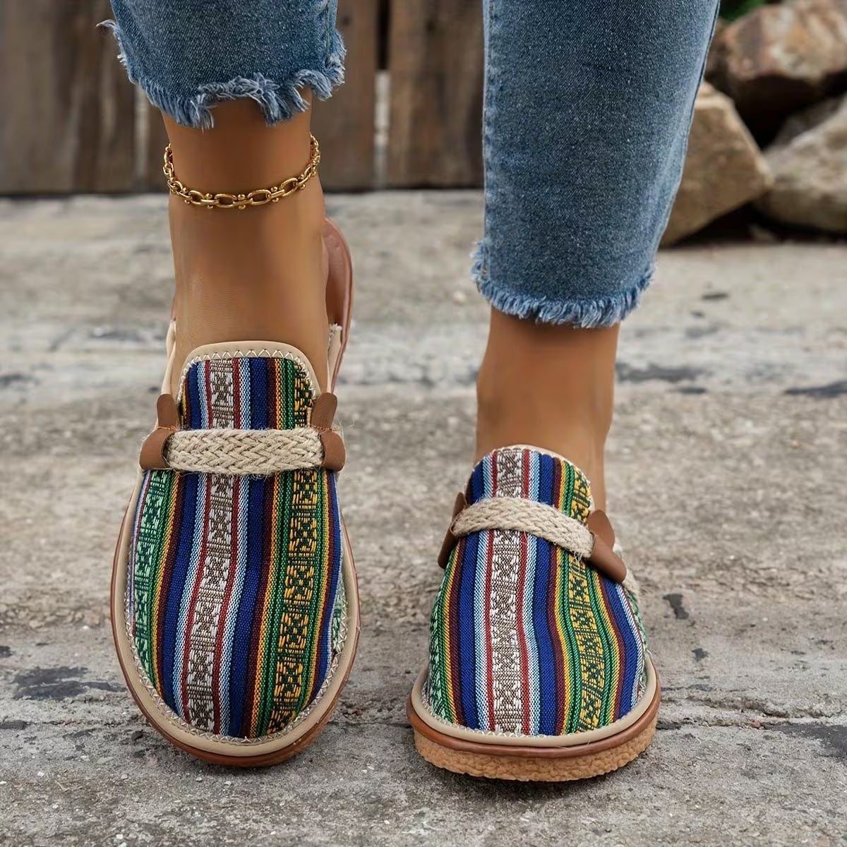 Women’s Tassel One-Strap Flat Beach Slippers