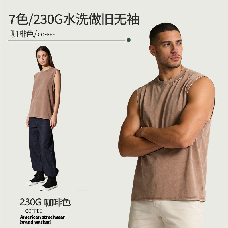 Men’s Washed Sleeveless Cotton Tank Top
