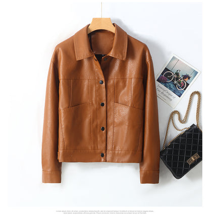 Women’s Korean Style Slim Fit Leather Jacket