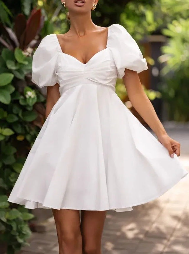 Women’s Summer Puff Sleeve A-Line Mini Dress