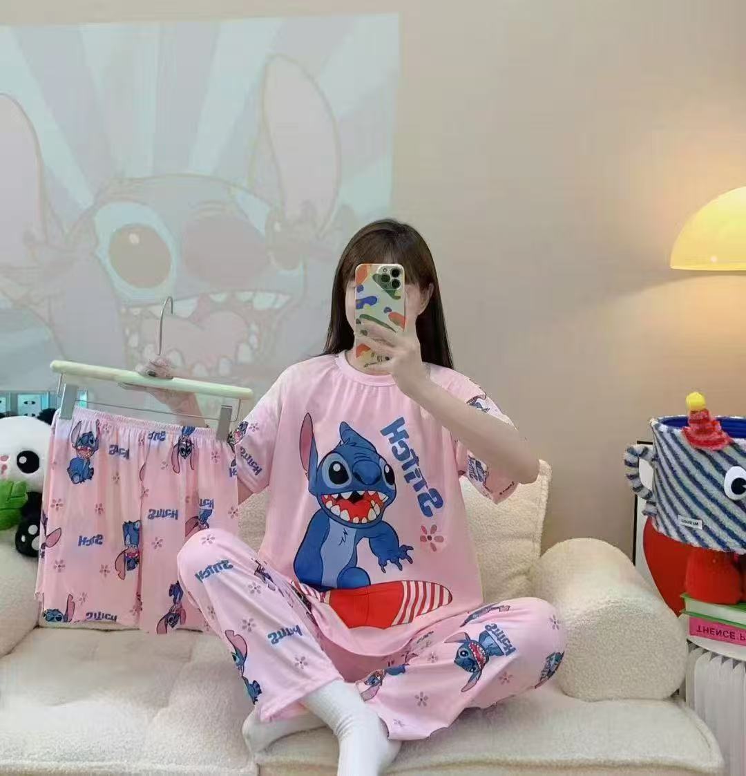 Women’s Double-Sided Milk Silk Cartoon Pajama Set (3-Piece)