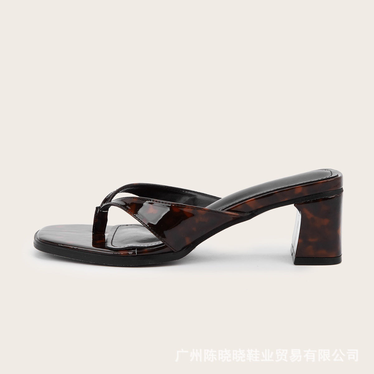 Women’s Leopard Print Square Toe High Heel Sandals