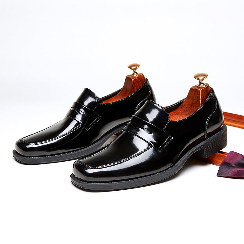 Men’s British Style Shiny Leather Slip-On Loafers