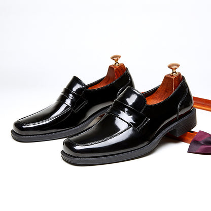 Men’s British Style Shiny Leather Slip-On Loafers