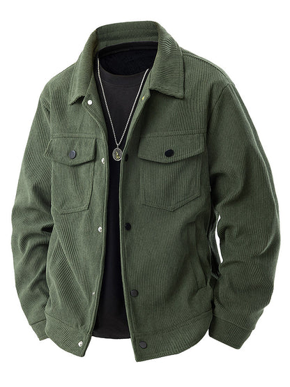 Men’s Corduroy Cargo Lapel Casual Jacket