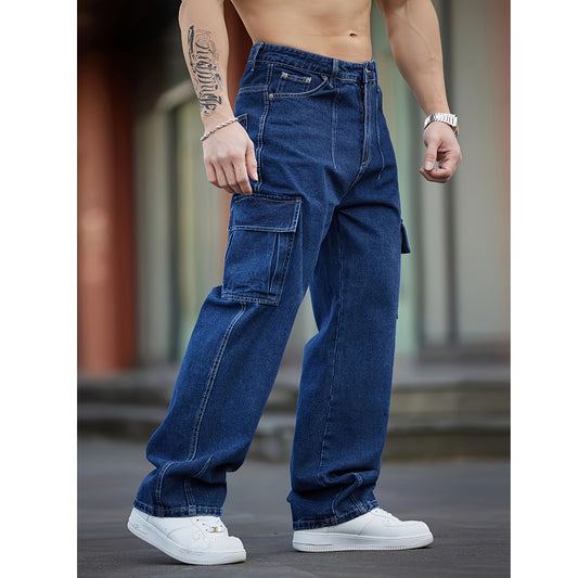 Men’s American Vintage Multi-Pocket Wide-Leg Workwear Jeans