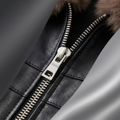Women’s Fur Collar Leather Short Jacket