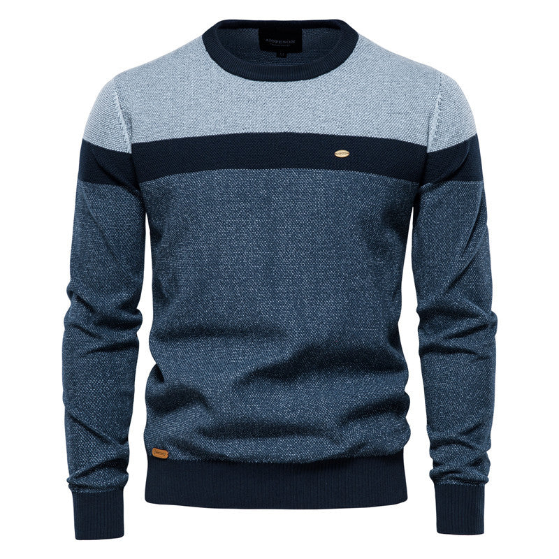 Men’s Striped Patchwork Knit Sweater