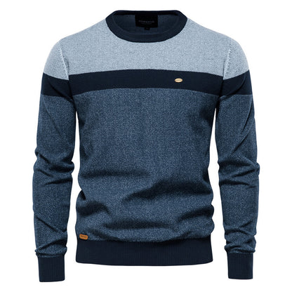 Men’s Striped Patchwork Knit Sweater