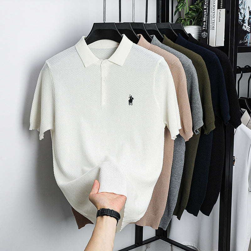 Men’s Ice Silk Embroidered Polo Shirt
