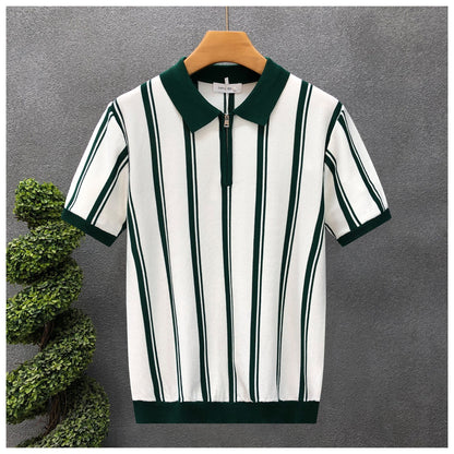 Men’s Contrast Collar Knitted Polo Shirt