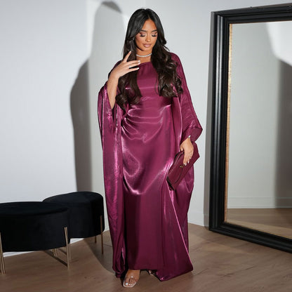 Women’s Satin Waist Tie Modest Dress