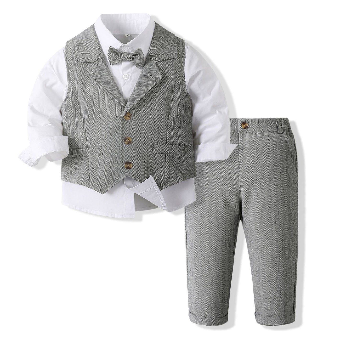 Boys’ Spring & Autumn Shirt Vest Pants Set