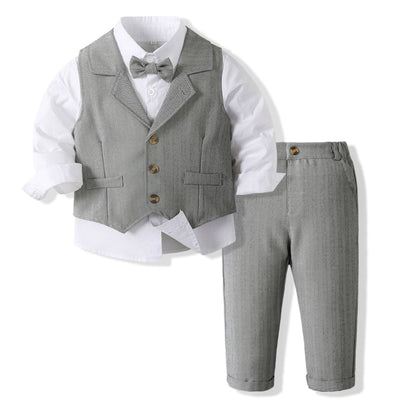 Boys’ Spring & Autumn Shirt Vest Pants Set