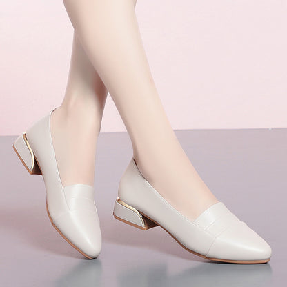Women’s Soft Leather Block Heel Work Shoes