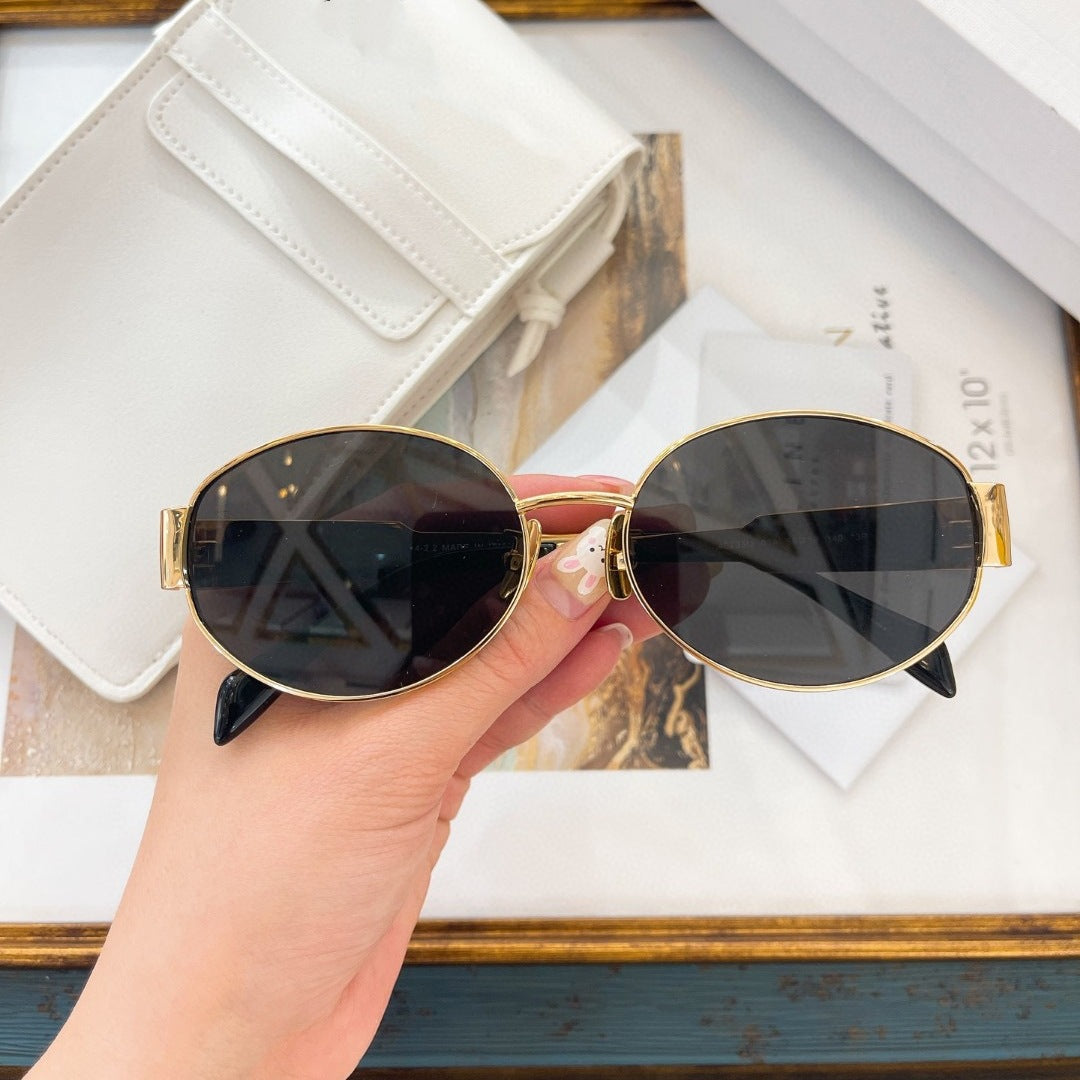 CL new Arc de Triomphe fashion sunglasses for women, 40235, influencer style, metal oval frame Zeiss lens sunglasses