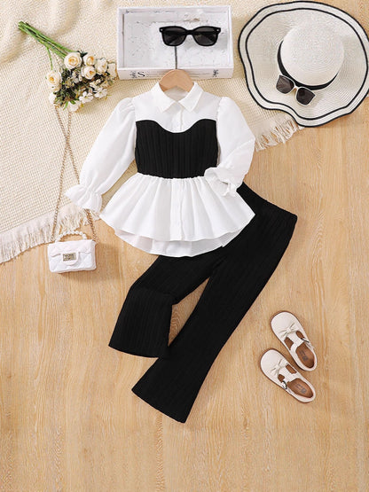 Girls’ Chanel Style Vest & Lace Two-Piece Set