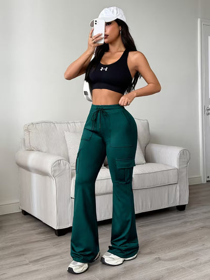 Women’s High-Waisted Drawstring Wide-Leg Work Pants
