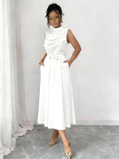 Women’s Sleeveless Belted Strap Dress
