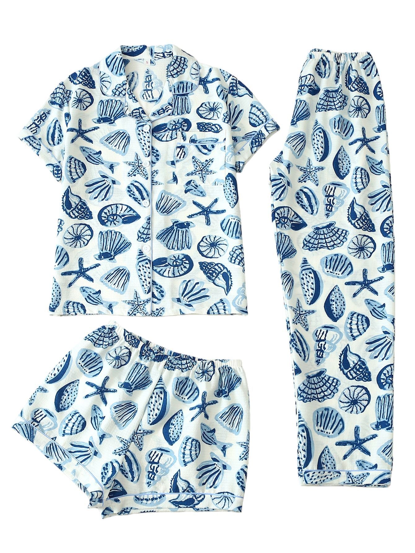 Women’s Bubble Wrinkle Short Sleeve Pajama Set