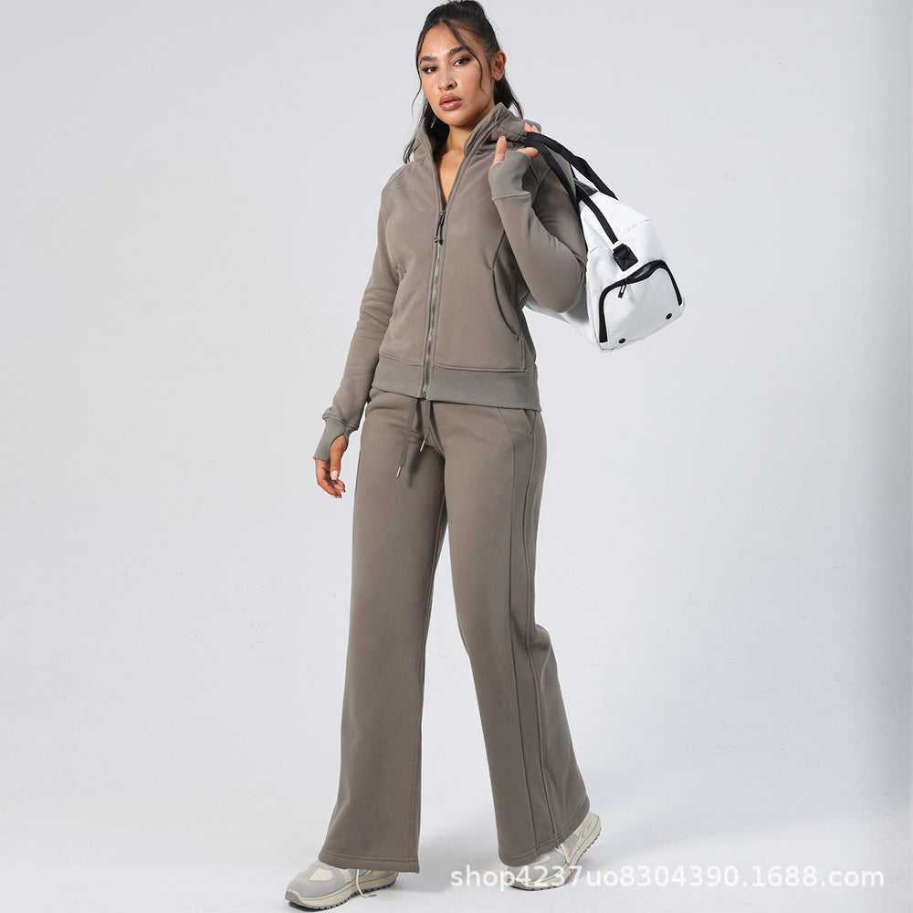 Women’s Fleece-Lined High-Waist Wide-Leg Sweatpants