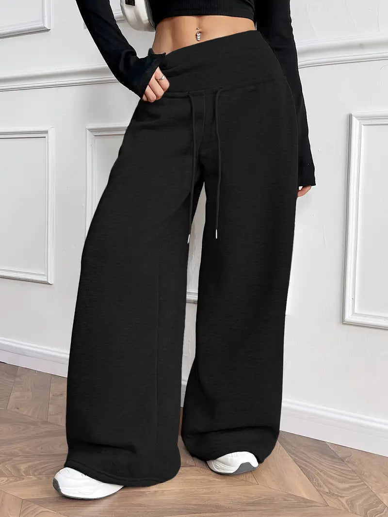Women’s Elastic Waist Wide-Leg Casual Pants