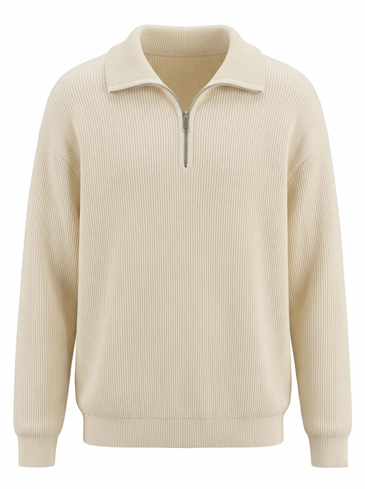 Men’s Half-Zip Stand Collar Knit Sweater