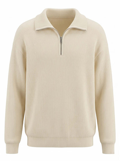 Men’s Half-Zip Stand Collar Knit Sweater