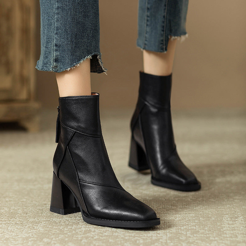 Women’s British Style Chunky Heel Martin Boots