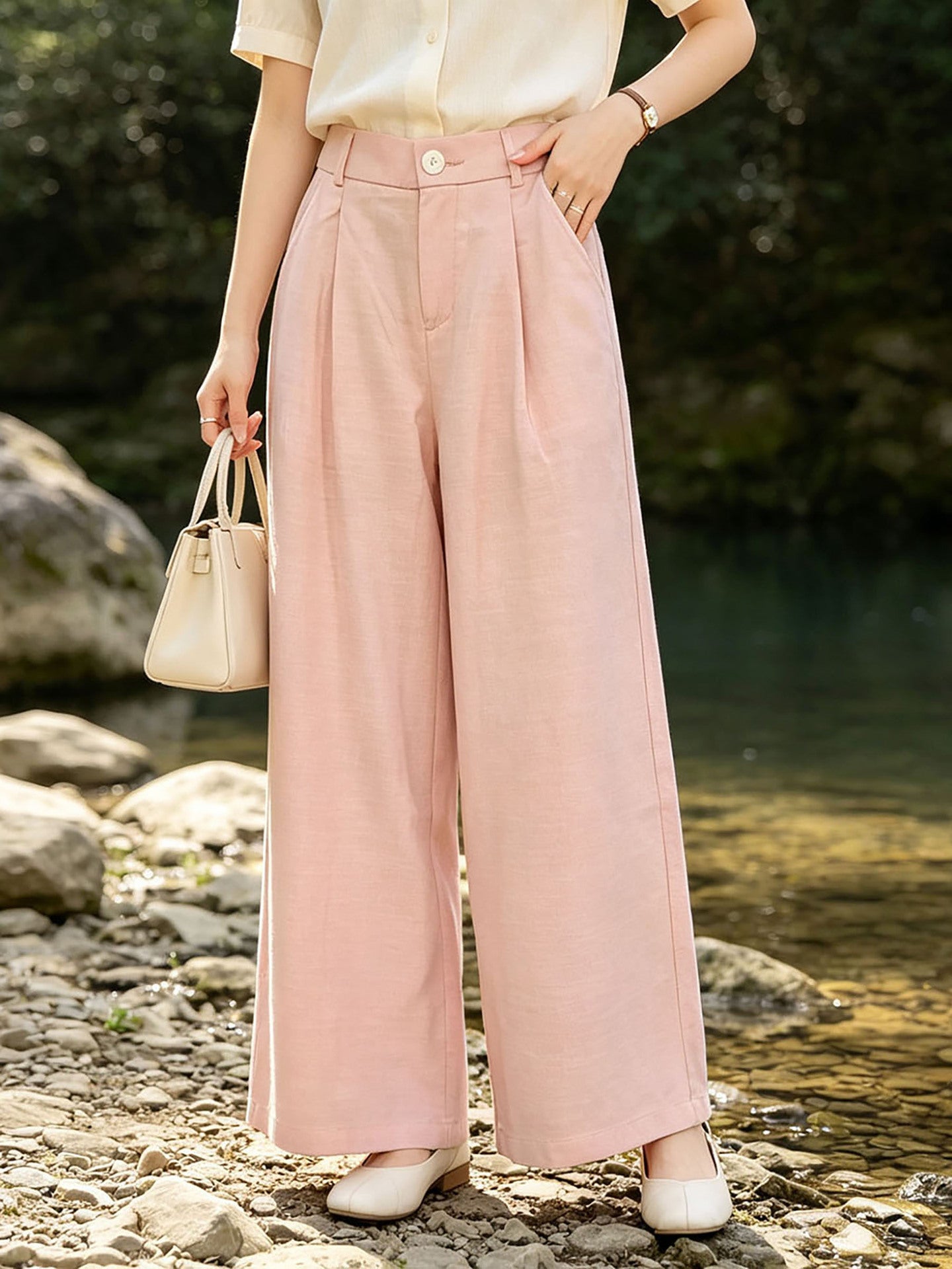Women’s Tencel Cotton Wide-Leg Pants